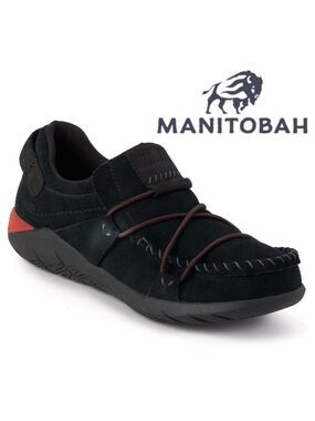NWOB $150 BLACK MANITOBAH MEN'S MAKWA SLIP-ON BUNGEE LOOP SHOES -